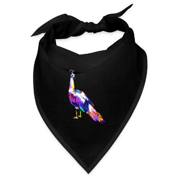 Stolzierender Pfau Federschmuck - Bandana Dreieckstuch - Schwarz - Vorne