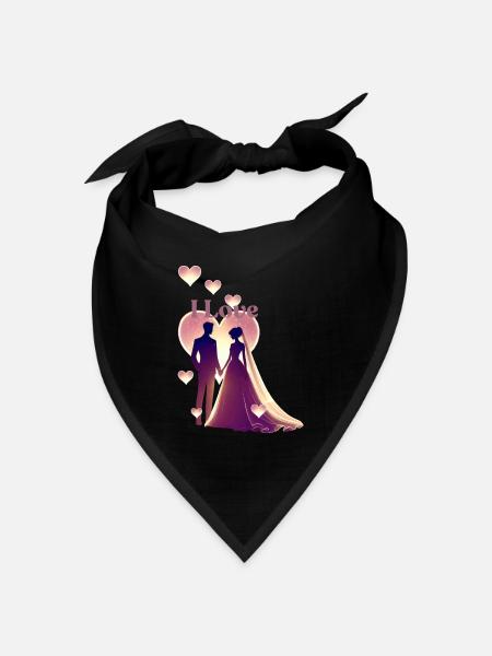 Pärchen - I Love - Bandana Dreieckstuch - Schwarz