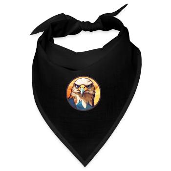 Hawk Buntes Buntes Cartoon-Kawaii-Tier - Bandana Dreieckstuch - Schwarz - Vorne