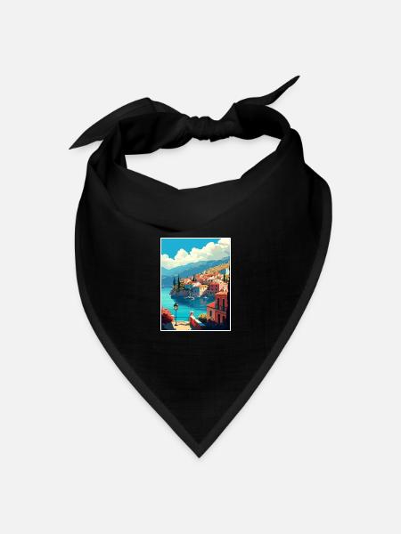 Kefalonia Griechenland Dekoration Vintage Reiseposter - Bandana Dreieckstuch - Schwarz