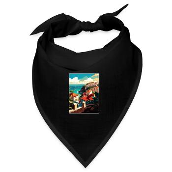 São Miguel Portugal Vintage Reiseposter Souvenir - Bandana Dreieckstuch - Schwarz - Vorne