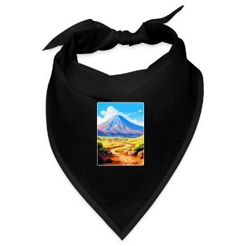 Teide Nationalpark Spanien Vintage Reiseplakat - Bandana Dreieckstuch - Schwarz - Vorne