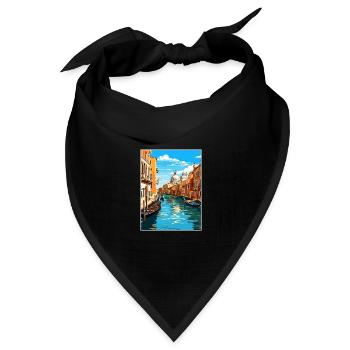 Venedig Italien Dekoration Markusplatz Souvenir - Bandana Dreieckstuch - Schwarz - Vorne