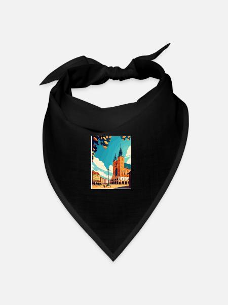 Krakau Polen Vintage Reiseposter WPA Souvenir - Bandana Dreieckstuch - Schwarz