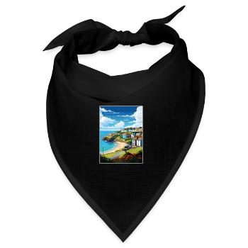 Das Roseland Peninsula Cornwall Reiseposter - Bandana Dreieckstuch - Schwarz - Vorne