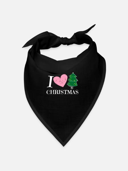 I Love Christmas - Xmas X-Mas Geschenkidee Herz - Bandana Dreieckstuch - Schwarz