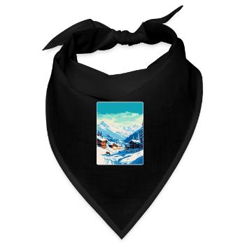 Verbier Schweiz Vintage Reiseplakat Souvenir - Bandana Dreieckstuch - Schwarz - Vorne