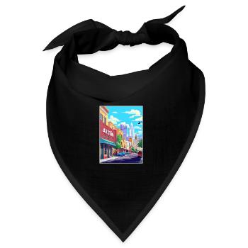 Austin Texas Vintage Reiseposter WPA Souvenir - Bandana Dreieckstuch - Schwarz - Vorne