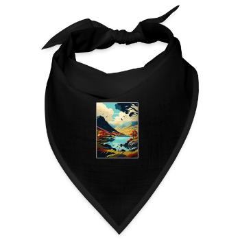 Lake District Vintage Reiseposter WPA Souvenir - Bandana Dreieckstuch - Schwarz - Vorne