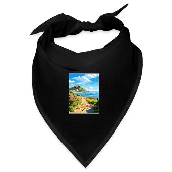 Marazion Cornwall Vintage Reiseposter Souvenir - Bandana Dreieckstuch - Schwarz - Vorne