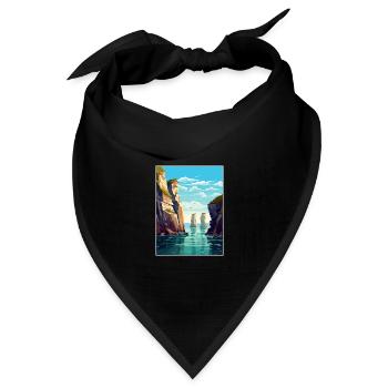 Stack Rocks Pembrokeshire Vintage Reiseposter - Bandana Dreieckstuch - Schwarz - Vorne