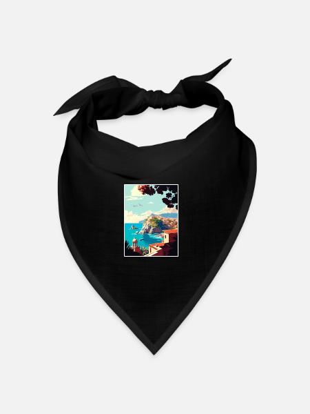 Rhodos Griechenland Dekoration Vintage Reiseposter WPA - Bandana Dreieckstuch - Schwarz