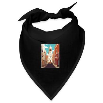 Cádiz Spanien Vintage Reiseposter WPA Souvenir - Bandana Dreieckstuch - Schwarz - Vorne