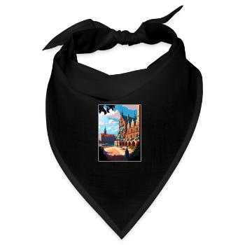 Torun Polen Vintage Reiseposter WPA Souvenir - Bandana Dreieckstuch - Schwarz - Vorne