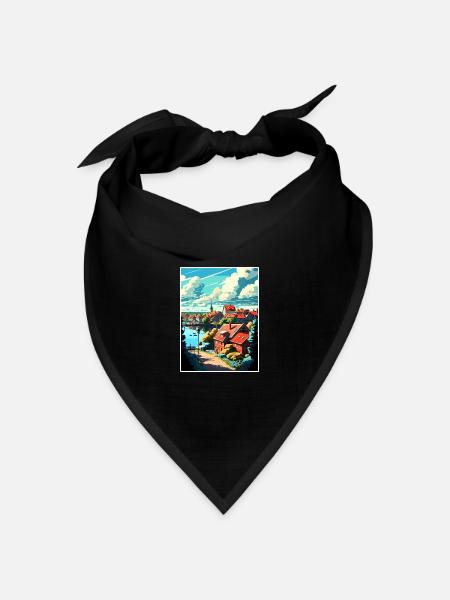Falun Schweden Vintage Reiseposter WPA Souvenir - Bandana Dreieckstuch - Schwarz