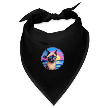 Siam Kurzhaarkatze Aquarell Cartoon Kawaii - Bandana Dreieckstuch - Schwarz - Vorne