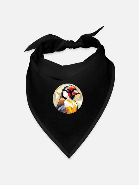 Stieglitz Bunte Aquarell Tier Illustration - Bandana Dreieckstuch - Schwarz