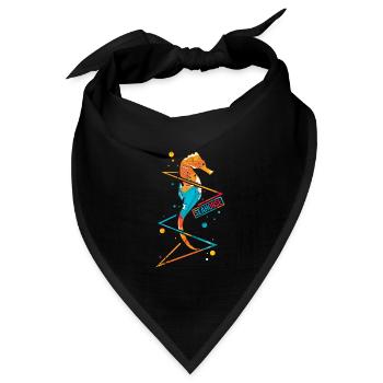 Seepferdchen Seepferd Hippocampus Hippo Polygon - Bandana Dreieckstuch - Schwarz - Vorne