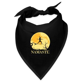Namaste Hexe Besen Joga - Bandana Dreieckstuch - Schwarz - Vorne