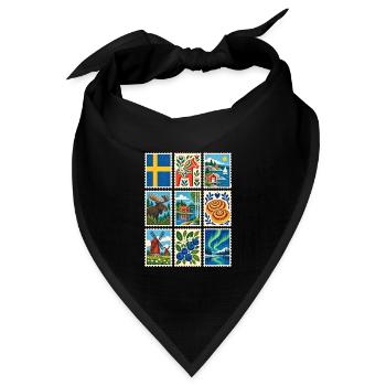 Schweden Briefmarken - Bandana Dreieckstuch - Schwarz - Vorne