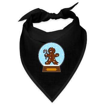 Lebkuchenmann Schneekugel Design - Bandana Dreieckstuch - Schwarz - Vorne