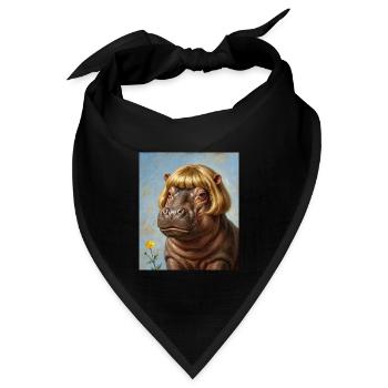 Lustiges Nilpferd Bob Haarschnitt - Bandana Dreieckstuch - Schwarz - Vorne
