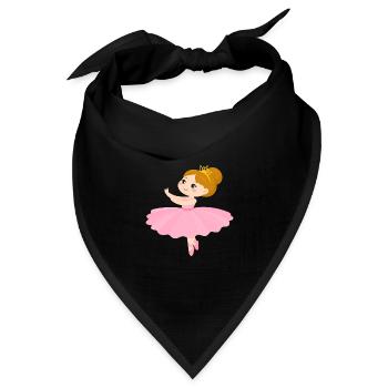 Kleine Comic Ballerina Rosa Tutu Tanzen T-Shirt - Bandana Dreieckstuch - Schwarz - Vorne
