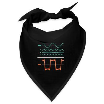 Additive Synthese: Obertöne und Rechteckwelle - Bandana Dreieckstuch - Schwarz - Vorne