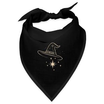 Hexenhut mit Sternen - Magische Hexe - Bandana Dreieckstuch - Schwarz - Vorne