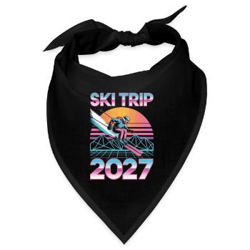 Skireise 2027 Retro Sunset - Bandana Dreieckstuch - Schwarz - Vorne