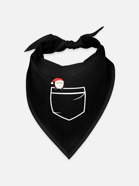 Weihnachtsmann am Taschenrand - Bandana Dreieckstuch - Schwarz
