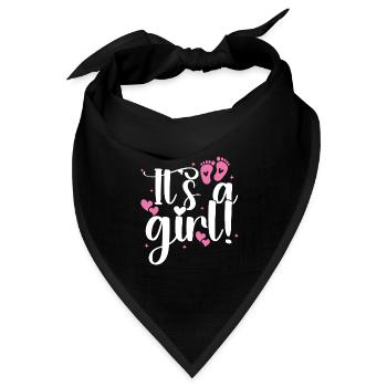 Es ist ein Mädchen, Baby, Ankündigung Fußabdrücke, Herz - Bandana Dreieckstuch - Schwarz - Vorne