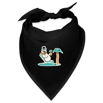 Schneemann im Liegestuhl - Bandana Dreieckstuch - Schwarz - Vorne
