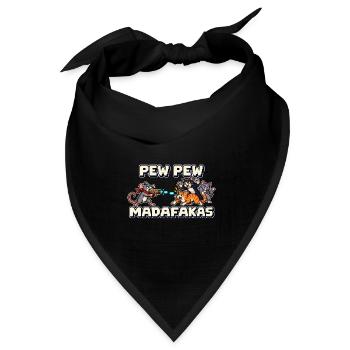 Pew Pew Madafakas – Pixel Maus vs. Katze - Bandana Dreieckstuch - Schwarz - Vorne