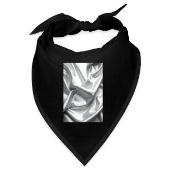 Silber Satin Falten - Bandana Dreieckstuch - Schwarz - Vorne