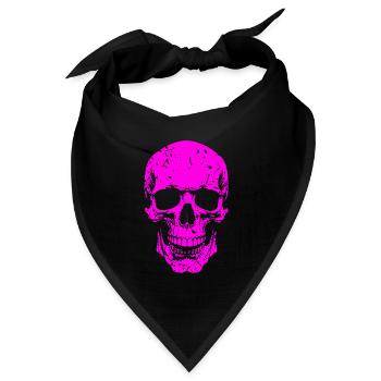 Neon Totenkopf Silhouette - Bandana Dreieckstuch - Schwarz - Vorne