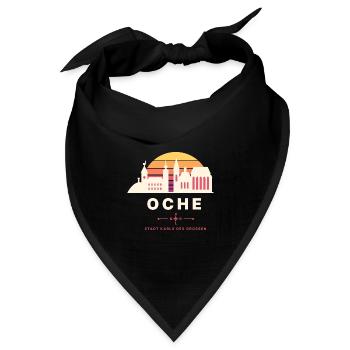 Oche Retro Sunset Skyline Stadt Karls des Großen - Bandana Dreieckstuch - Schwarz - Vorne
