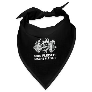 Nur Fleisch macht Fleisch Bodybuilding Gym Fitness - Bandana Dreieckstuch - Schwarz - Vorne