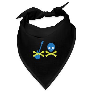 Pirat mit Bass und Totenkopf - Bandana Dreieckstuch - Schwarz - Vorne