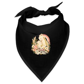 Boho Pfingstrose Süße Mama Mutter Mama Bär - Bandana Dreieckstuch - Schwarz - Vorne