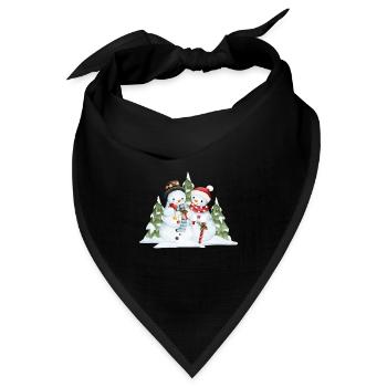 Schneemann-Duo-Geschenkszene - Bandana Dreieckstuch - Schwarz - Vorne