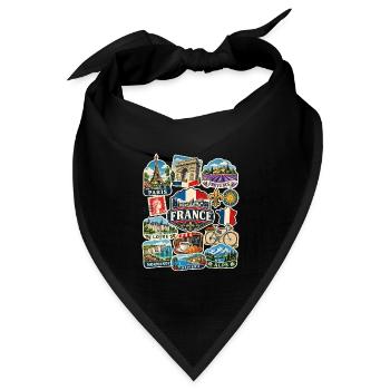 Frankreich Reisesticker - Bandana Dreieckstuch - Schwarz - Vorne