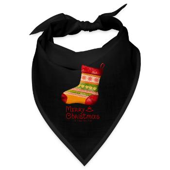 Frohe Weihnachten Strickstrümpf - Bandana Dreieckstuch - Schwarz - Vorne