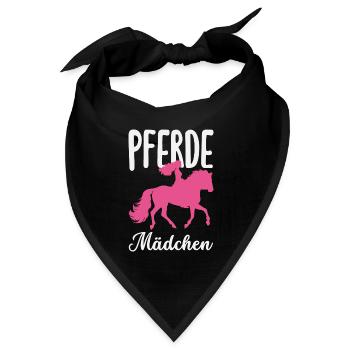 Lustiges Pferdemädchen & Reiter Spruch Geschenke - Bandana Dreieckstuch - Schwarz - Vorne
