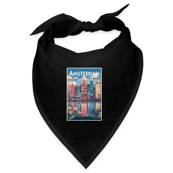 Amsterdamer Kanalporträt - Bandana Dreieckstuch - Schwarz - Vorne