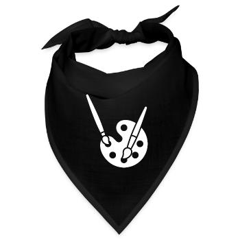 Malerei, Farbpalette, Pinsel, Kunst Symbol - Bandana Dreieckstuch - Schwarz - Vorne