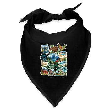 Neuseeland Reisesticker - Bandana Dreieckstuch - Schwarz - Vorne