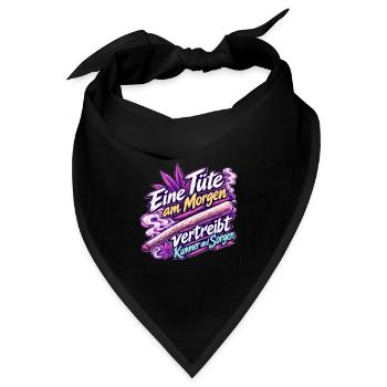 Eine Tüte am Morgen – Lustiger Kiffer Spruch Rosa - Bandana Dreieckstuch - Schwarz - Vorne