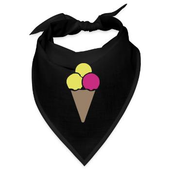 Pastell Eistüte Dreier Scoop - Bandana Dreieckstuch - Schwarz - Vorne