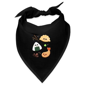 Asia Snacks für Essensliebhaber und Japan Fans - Bandana Dreieckstuch - Schwarz - Vorne